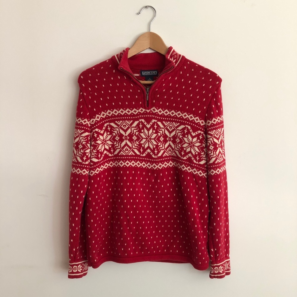 VINTAGE LANDS’ END Fair Isle Zip-Up